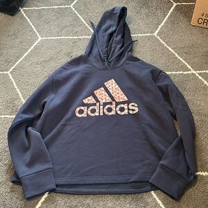 Adidas Women's Navy Hoodie with Graphic Logo